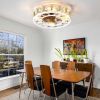 Caged Ceiling Fan with Lights Remote Control,Semi -embedded Modern Ceiling fans, 6 Speeds Reversible Blades, 4 LED Bulbs Include(White)