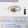 Caged Ceiling Fan with Lights Remote Control,Semi -embedded Modern Ceiling fans, 6 Speeds Reversible Blades, 4 LED Bulbs Include(White)